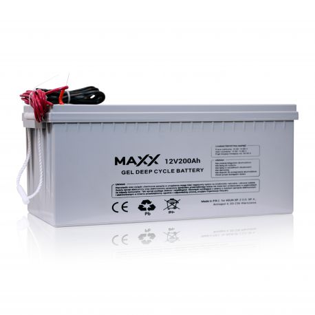 Akumulator żelowy MAXX 200Ah 12V [Kabel 6mm, 2,5m] 522*240*220