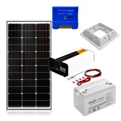 Zestaw fotowoltaiczny OFF-GRID 140W 12V z akumulatorem 100Ah i przetwornicą 2000W