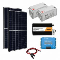 Zestaw zasilania solarnego Panele Fotowoltaiczne 680W / 12V-230V 1500W / Akumulatory 2x120Ah